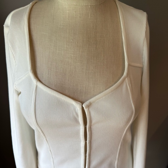 Vero Moda White VMTYRA Hook Ribbed Cardigan Long Sleeve Trim Detail Sz S - Picture 5 of 11